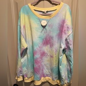 Oddly Lemon Pastel Tie-Dye Sweatshirt 3x
